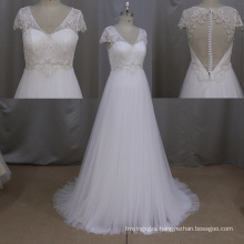 V Neck Beading Lace A Line Lower Price Wedding Dress